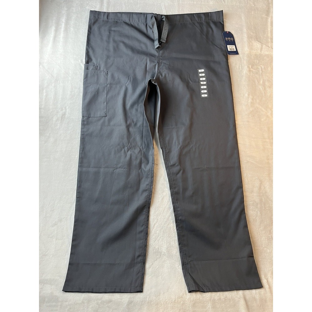 CHEROKEE Scrub Pants Unisex L Gray Cargo 4100 Authentic Drawstring Workwear